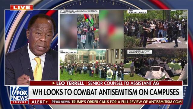 Senior counsel to Trump's assistant AG Leo Terrell discusses the Justice Department's new task force to combat antisemitism, which would have an obvious focus on pro-Palestine activism, on 'Fox News Live,' on February 8, 2025.