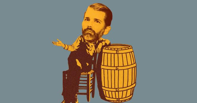 Donald Trump Jr.'s head on top of the old Cracker Barrel logo