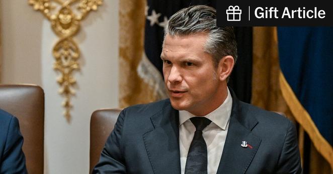Defense Secretary Pete Hegseth at a cabinet meeting with President Trump this month.  Defense Secretary Pete Hegseth at a cabinet meeting with President Trump this month.