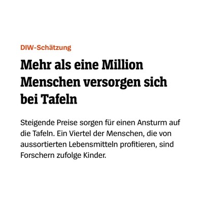 Mehr als eine Million Menschen versorgen sich bei Tafeln

Steigende Preise sorgen für einen Ansturm auf die Tafeln. Ein Viertel der Menschen, die von aussortierten Lebensmitteln profitieren, sind Forschern zufolge Kinder.