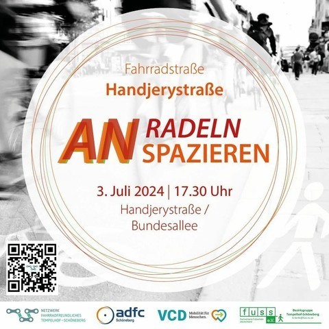 Fahrradstraße Handjerystraße Anradeln/Anspazieren. 3. Juli, 17.30 Handjerystraße/Bundesallee.