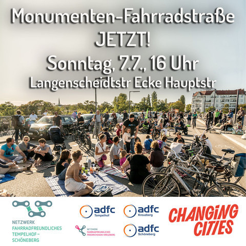 Monumenten-Fahrradstraße Jetzt! Sonntag, 7.7. 16 Uhr, Langenscheidtstr./Hauptstr.