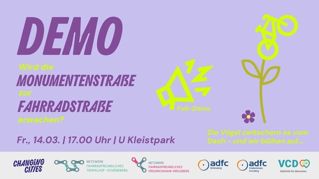 Graphik: Ein Fahrrad erblüht aus einer Blume. Daneben ein Megafon.
Text: Siehe Tröt.