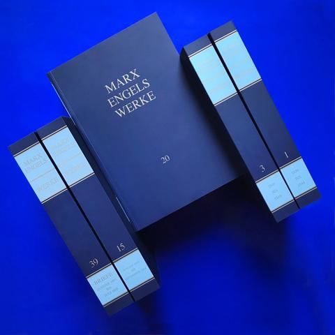 Marx-Engels-Werke: Neben den neuen Paperback-Bänden 1 / 3 / 15 / 39 liegt der Band 20. 