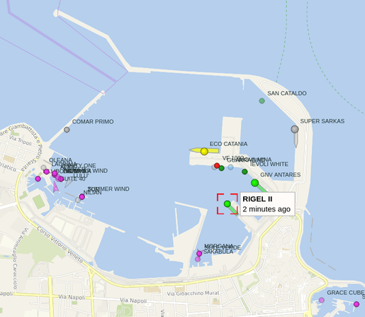 Map with ferry Riegel II gps location inside the harbour