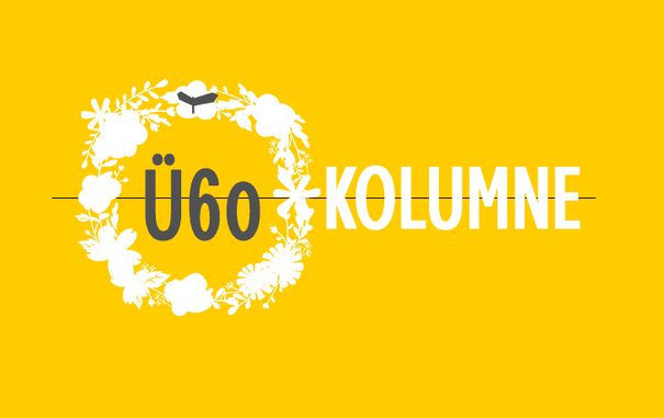 Das Logo der Kolumne Ü 60: ein Blumenkranz in den Farben des weddingweiser